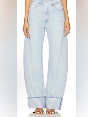 PAIGE Arellia High Rise Wide Leg Cuff Jeans Flower Wash Women Size 29 Tall NEW